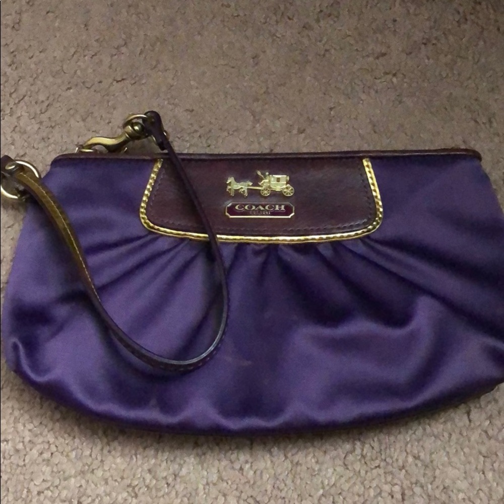 Coach wristlet, satin material